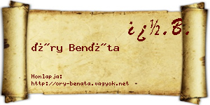 Őry Benáta névjegykártya